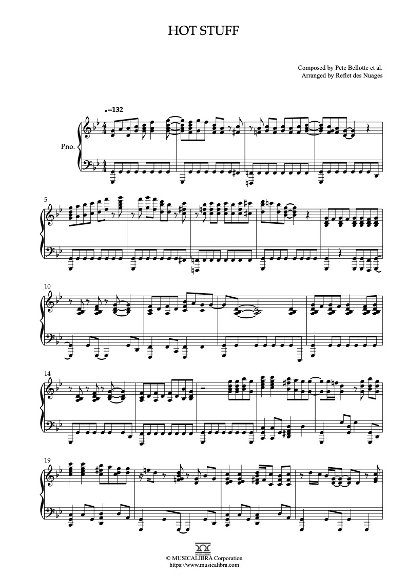 PIANO SOLO 楽譜] Hot Stuff ピアノ 編曲 楽譜 : MUSICALIBRA JAPAN