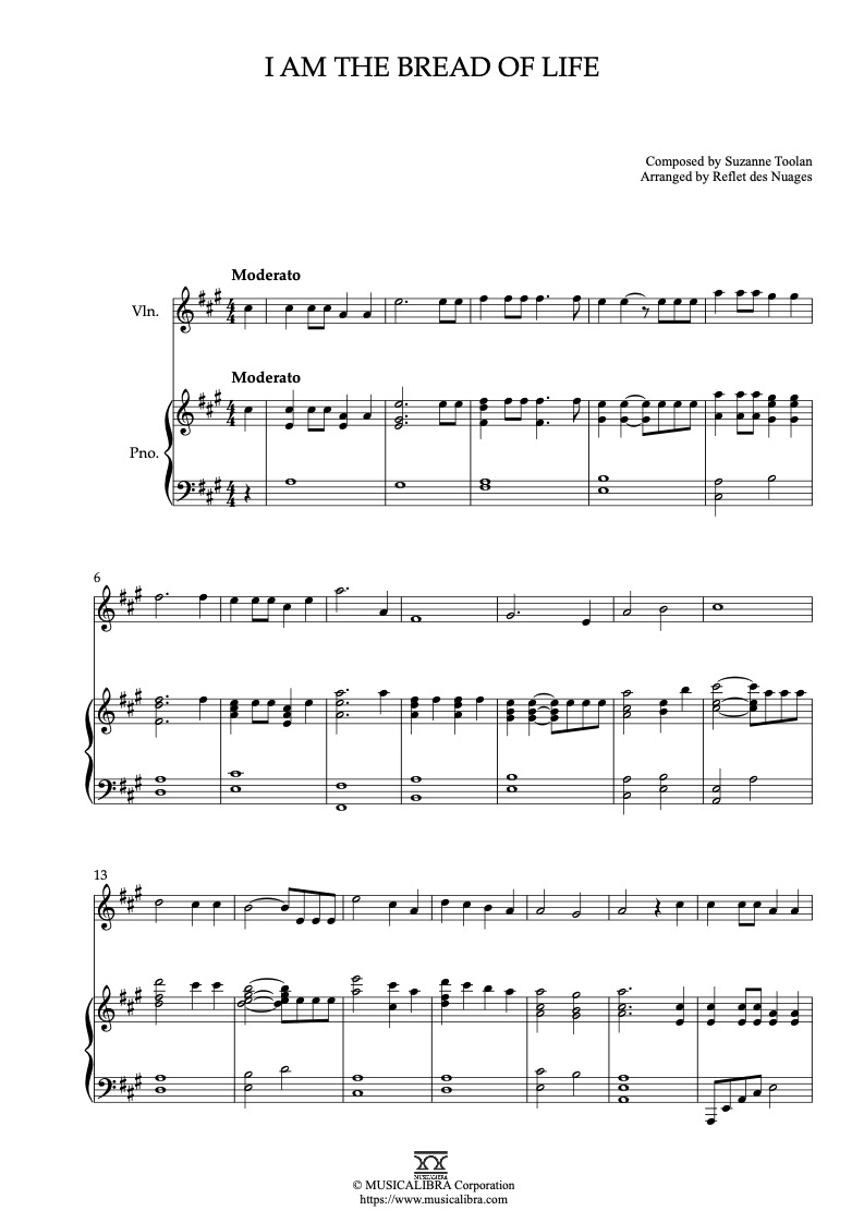 DUET SHEET MUSIC] I Am the Bread of Life - Violin and Piano
