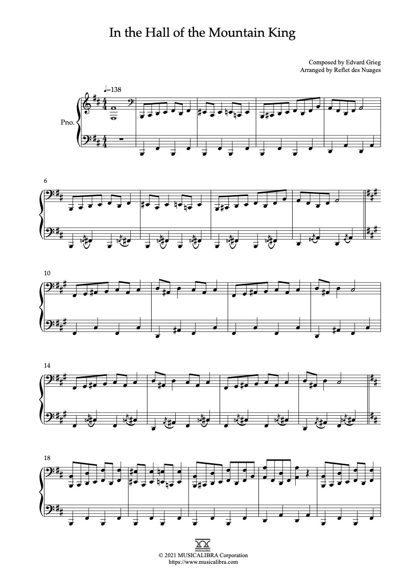 楽譜(編曲) PIANO SOLO 楽譜] In the Hall of the Mountain King ピアノ 編曲 楽譜