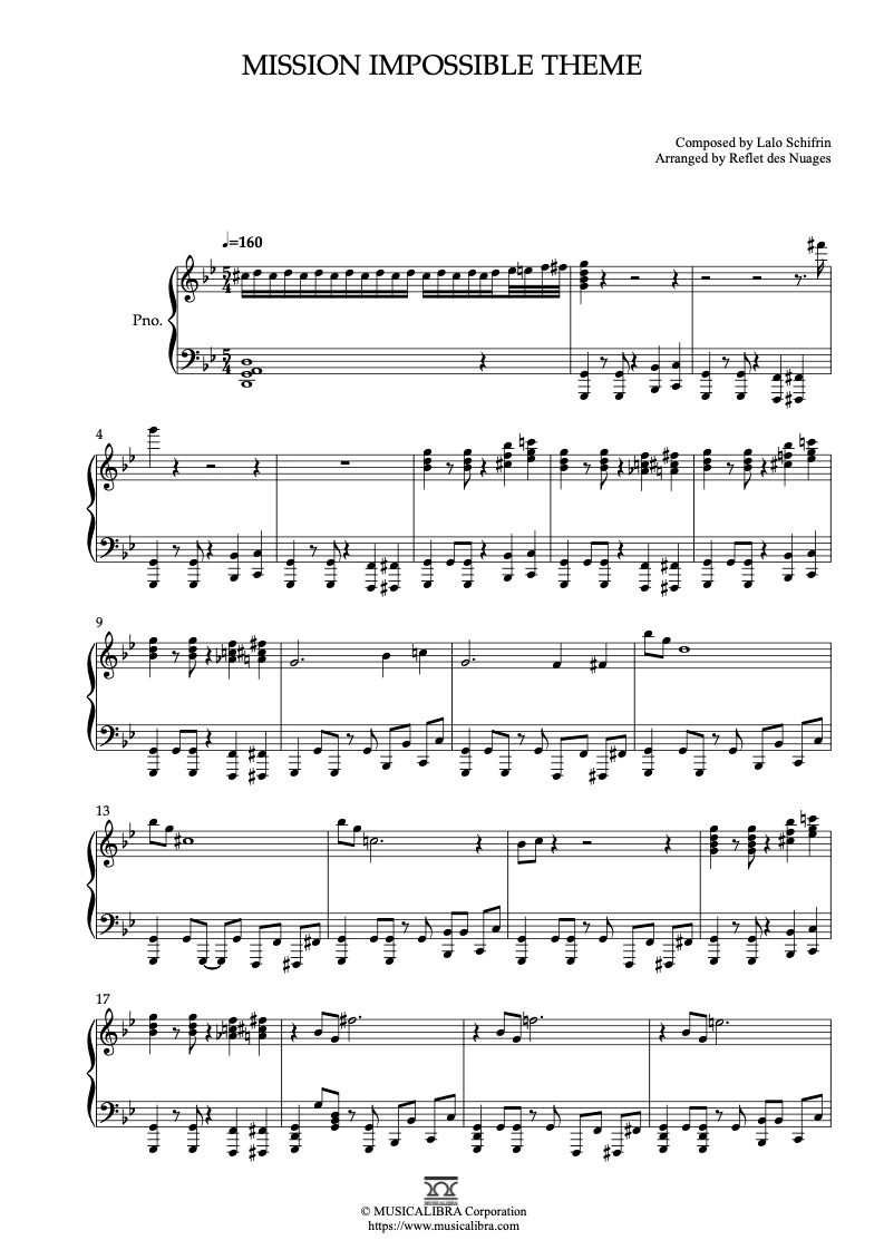 PIANO SOLO 楽譜] ミッション: インポッシブル(Mission