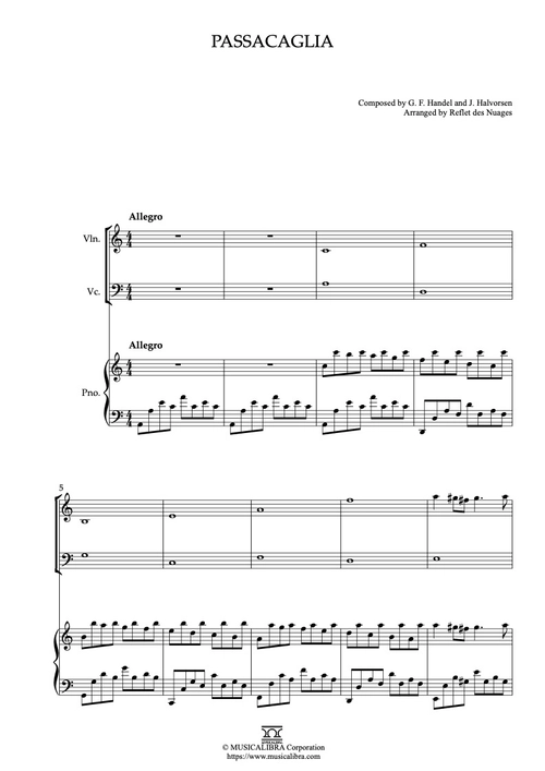 DUET 楽譜] Passacaglia - ヴァイオリン、ピアノデュエット