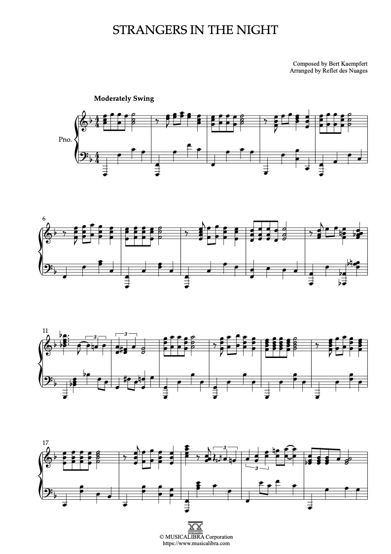 PIANO SOLO SHEET MUSIC] Strangers in the Night : MUSICALIBRA