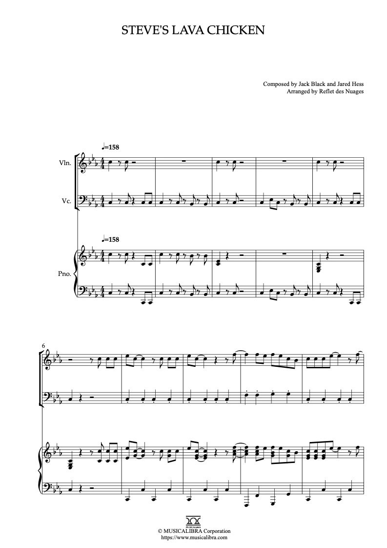 TRIO SHEET MUSIC] Steve's Lava Chicken - Violin, Cello and Piano