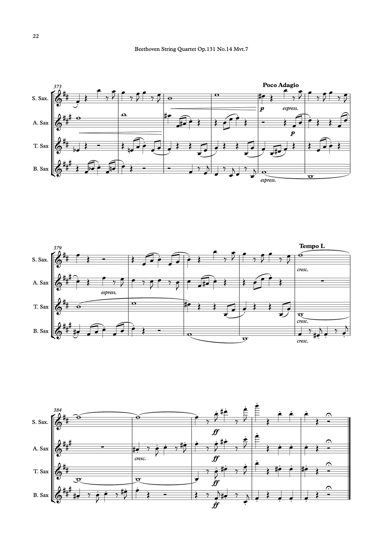 QUARTET SHEET MUSIC] Beethoven String Quartet No.14, Op. 131
