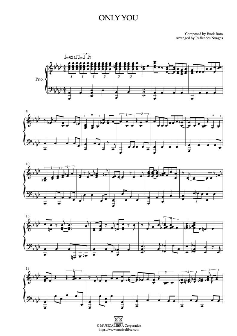 PIANO SOLO SHEET MUSIC] Only You : MUSICALIBRA