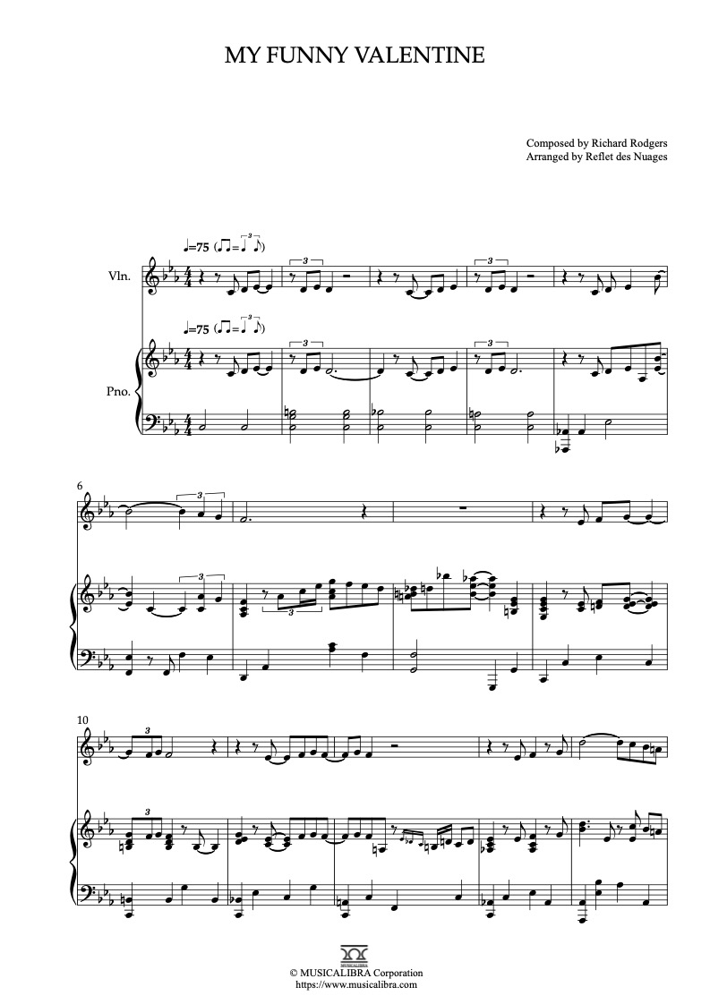 [DUET 楽譜] My Funny Valentine - ヴァイオリン、ピアノデュエット 室内楽 アンサンブル