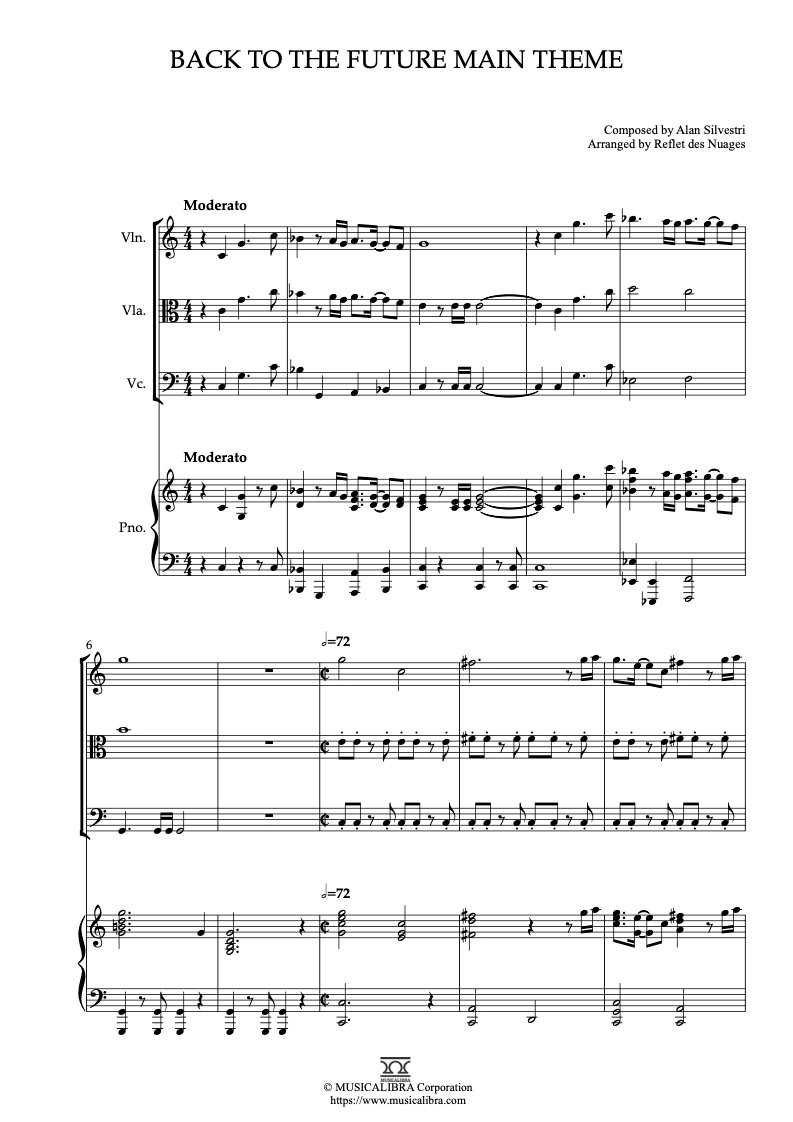 QUARTET SHEET MUSIC] Back to the Future Main Theme - Violin, Viola