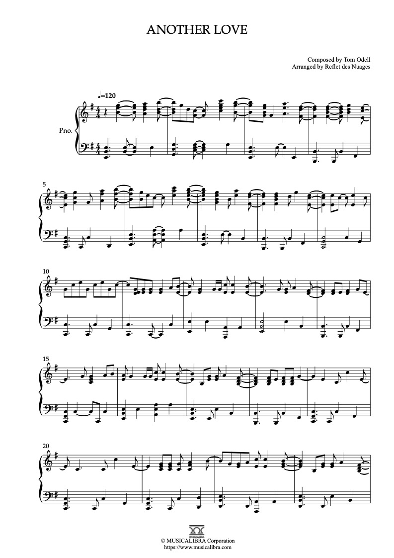 PIANO SOLO SHEET MUSIC] Another Love : MUSICALIBRA
