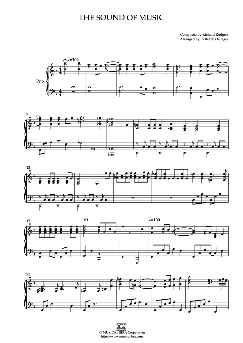 PIANO SOLO SHEET MUSIC] The Sound of Music : Musicalibra