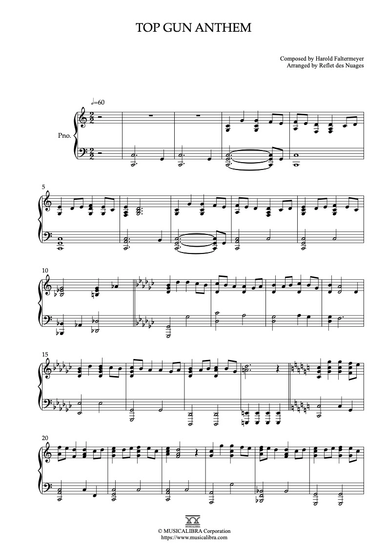 PIANO SOLO SHEET MUSIC] Top Gun Anthem : MUSICALIBRA