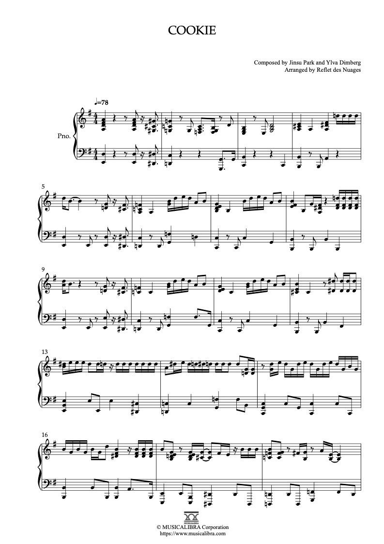 PIANO SOLO 楽譜] Cookie(NewJeans) ピアノ 編曲 楽譜 : MUSICALIBRA JAPAN
