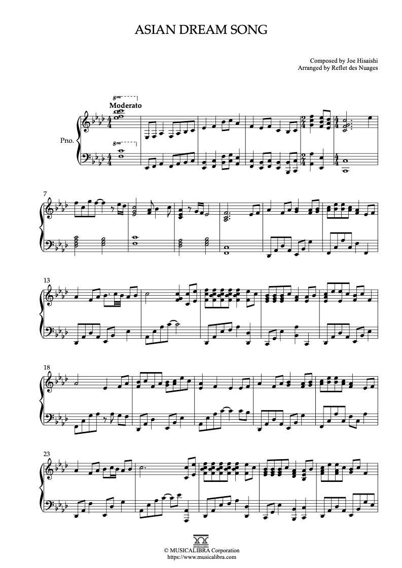 楽譜です PIANO SOLO 楽譜] Asian Dream Song ピアノ 編曲 楽譜
