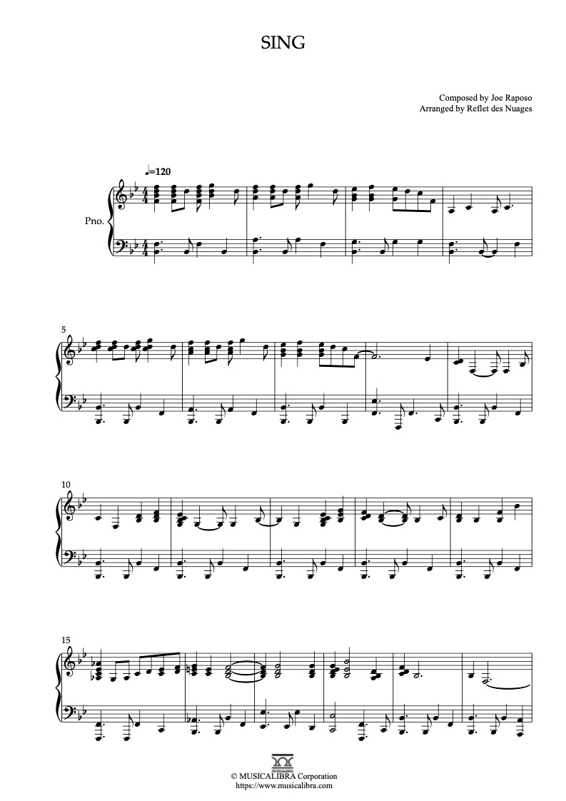 PIANO SOLO SHEET MUSIC] Sing(Carpenters) : MUSICALIBRA