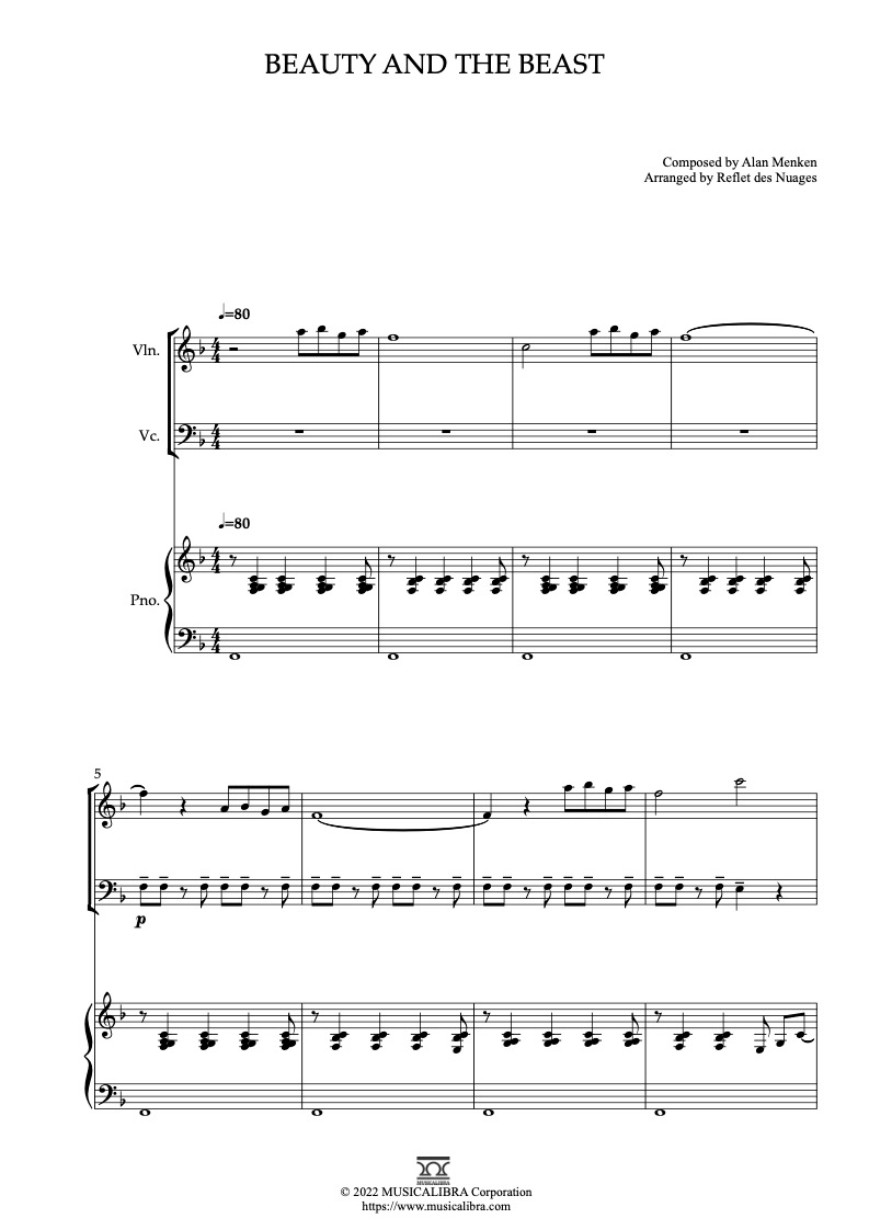 PIANO SOLO 楽譜] 美女と野獣(Beauty and the Beast) ピアノ