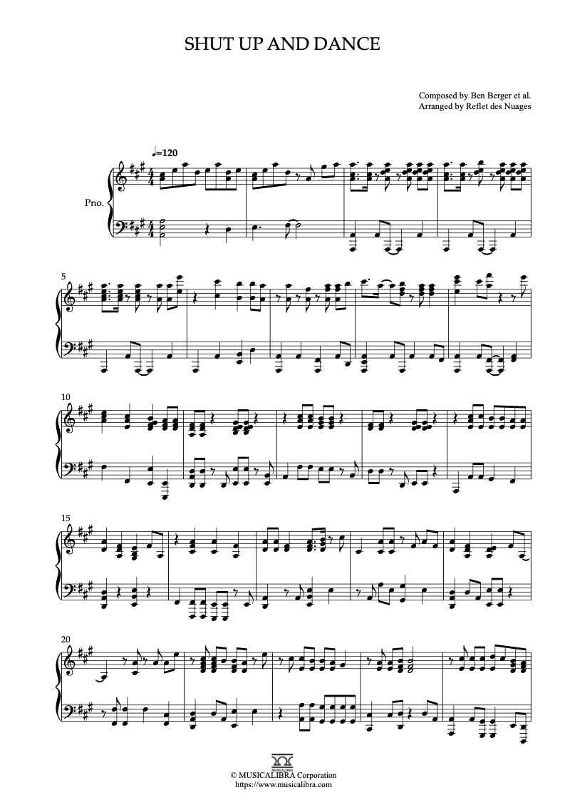 PIANO SOLO SHEET MUSIC] Shut Up and Dance : Musicalibra