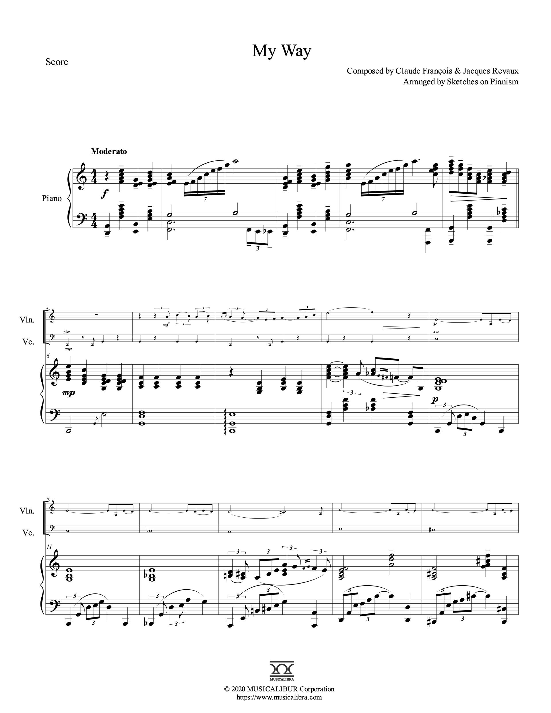 TRIO 楽譜] My Way - ヴァイオリン、チェロ、ピアノトリオ 室内楽 アンサンブル : Musicalibra Japan