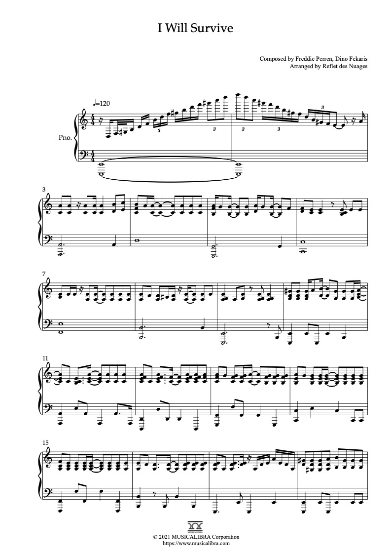 PIANO SOLO 楽譜] I Will Survive ピアノ 編曲 楽譜 : MUSICALIBRA JAPAN