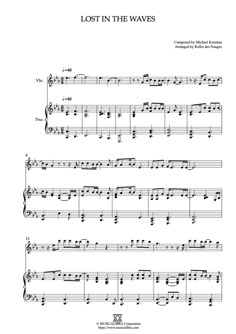 PIANO SOLO SHEET MUSIC] Lost in the Waves : MUSICALIBRA
