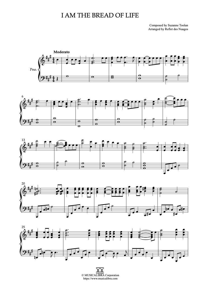 PIANO SOLO SHEET MUSIC] I Am the Bread of Life : MUSICALIBRA