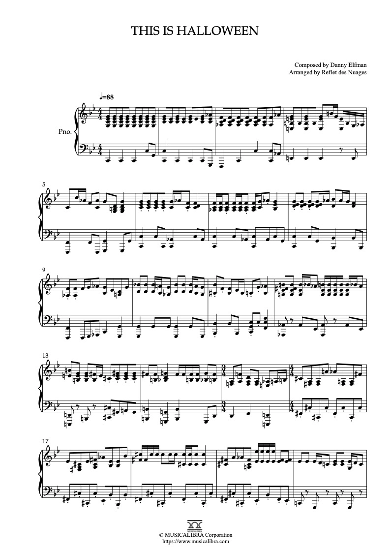 PIANO SOLO SHEET MUSIC] This Is Halloween : MUSICALIBRA