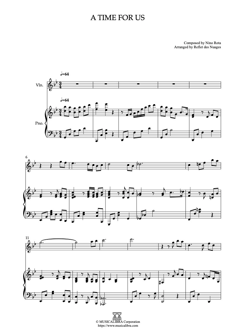 DUET 楽譜] A Time for Us - ヴァイオリン、ピアノデュエット 室内楽