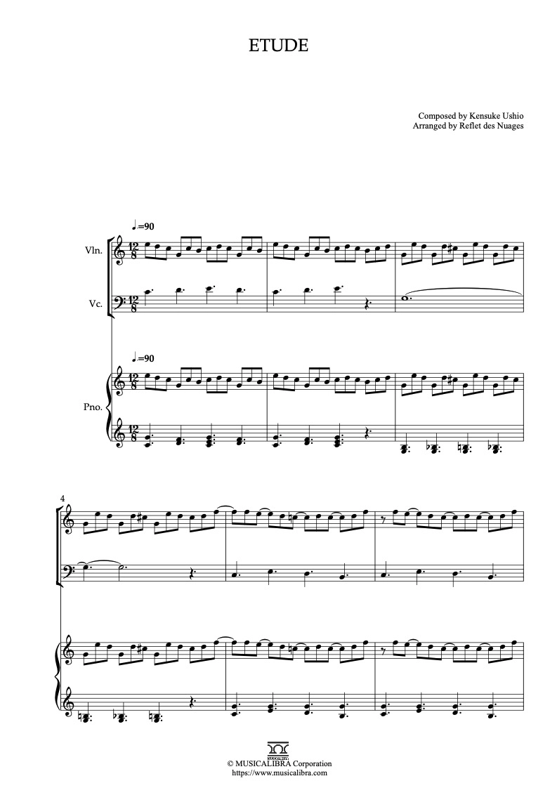 TRIO 楽譜] Etude - ヴァイオリン、チェロ、ピアノトリオ 室内楽