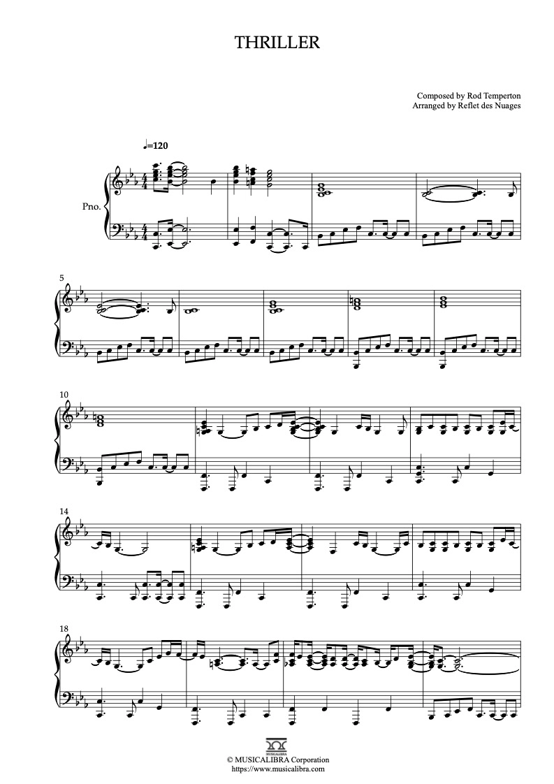 PIANO SOLO 楽譜] Thriller ピアノ 編曲 楽譜 : MUSICALIBRA JAPAN