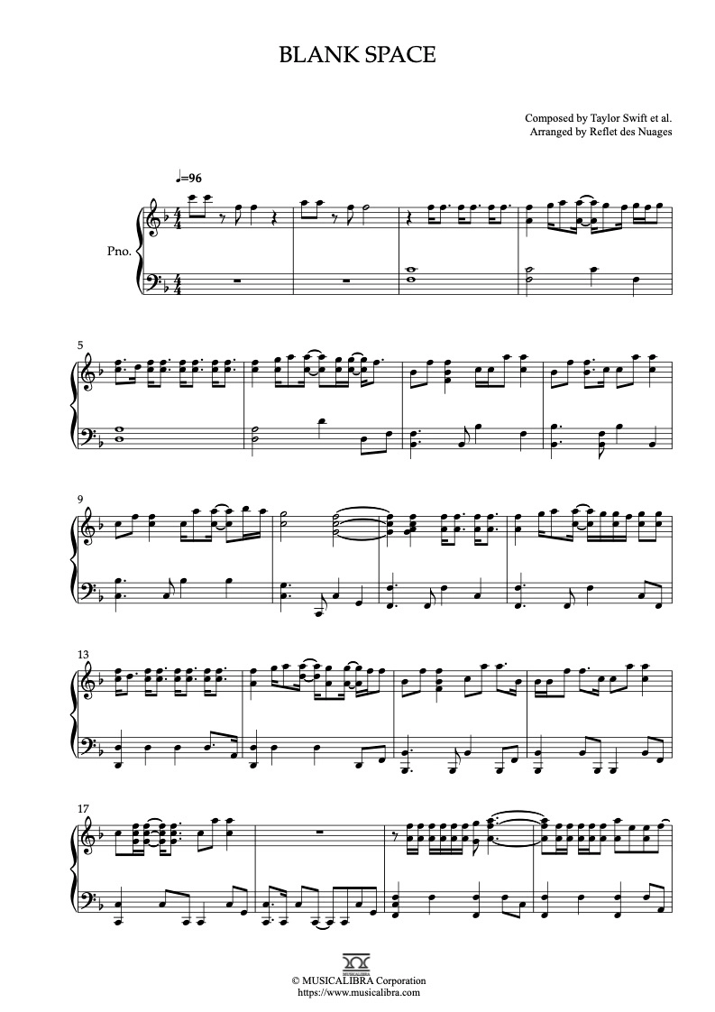 piano-solo-sheet-music-blank-space-musicalibra
