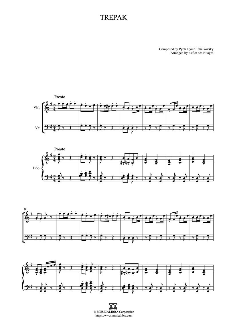 TRIO 楽譜] Trepak (The Nutcracker) - ヴァイオリン、チェロ、ピアノ