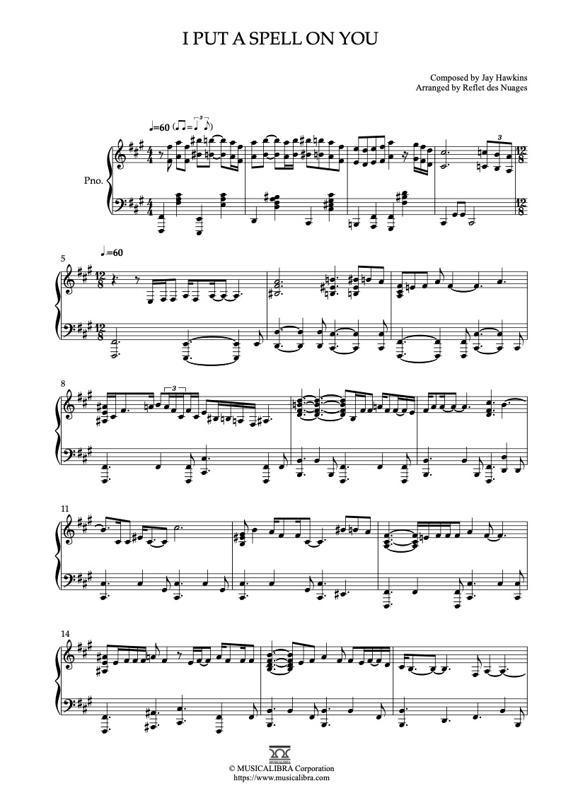 PIANO SOLO 楽譜] I Put a Spell on You ピアノ 編曲 楽譜