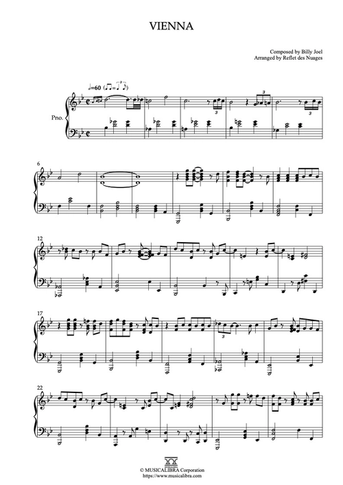 PIANO SOLO 楽譜] Vienna ピアノ 編曲 楽譜 : Musicalibra Japan