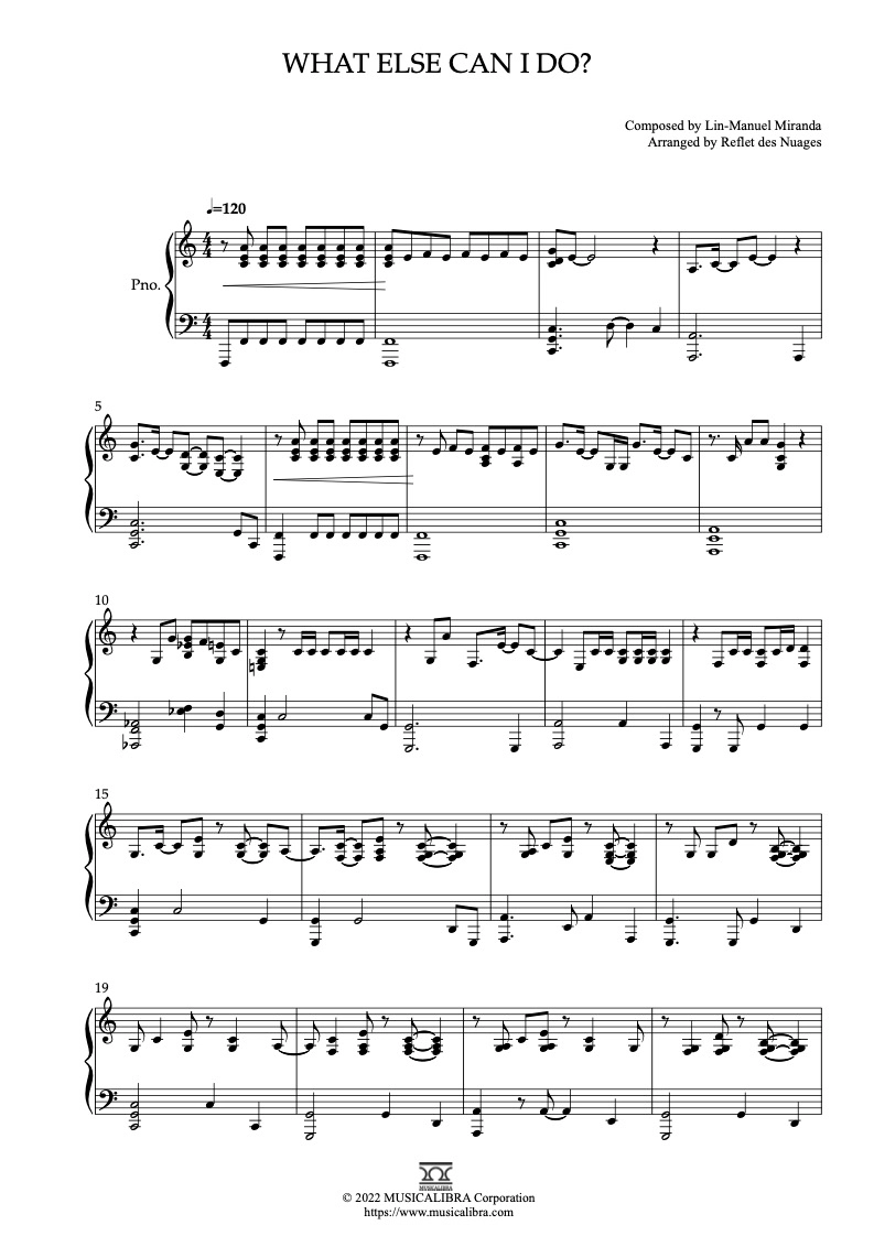 PIANO SOLO SHEET MUSIC] What Else Can I Do? Sheet Music : MUSICALIBRA