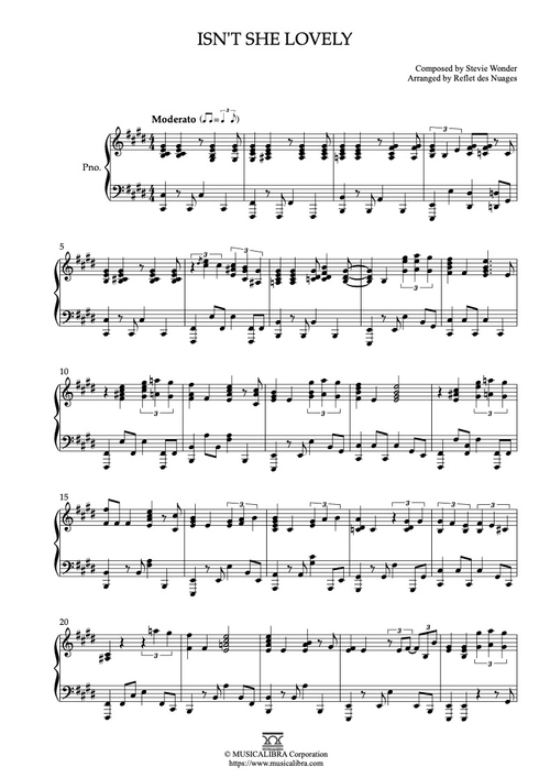 PIANO SOLO SHEET MUSIC] Isn't She Lovely : Musicalibra