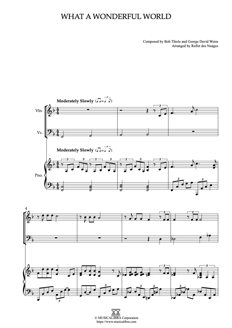 TRIO 楽譜] What a Wonderful World - ヴァイオリン、チェロ