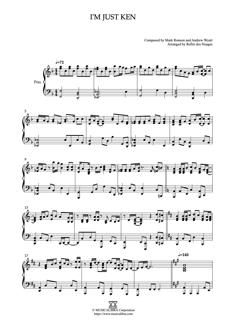 I'm Just Ken – Ryan Gosling Sheet music for Piano (Solo) Easy