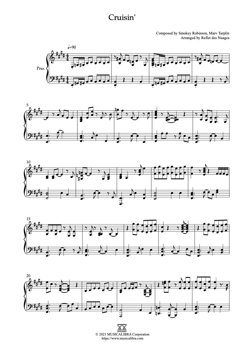 PIANO SOLO 楽譜] Cruisin' ピアノ 編曲 楽譜 : Musicalibra Japan