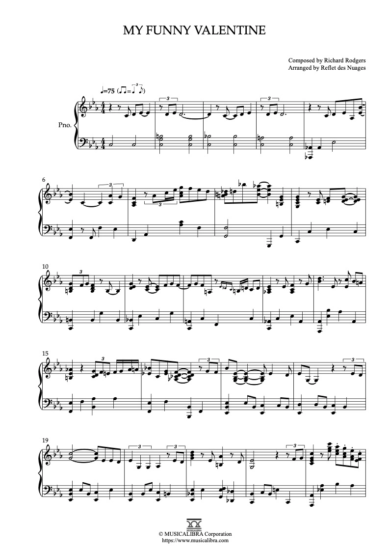 PIANO SOLO SHEET MUSIC] My Funny Valentine : MUSICALIBRA