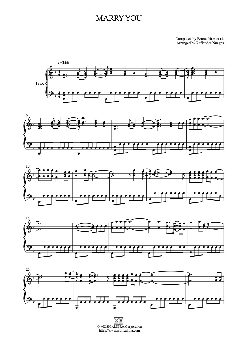 PIANO SOLO SHEET MUSIC] Marry You : Musicalibra