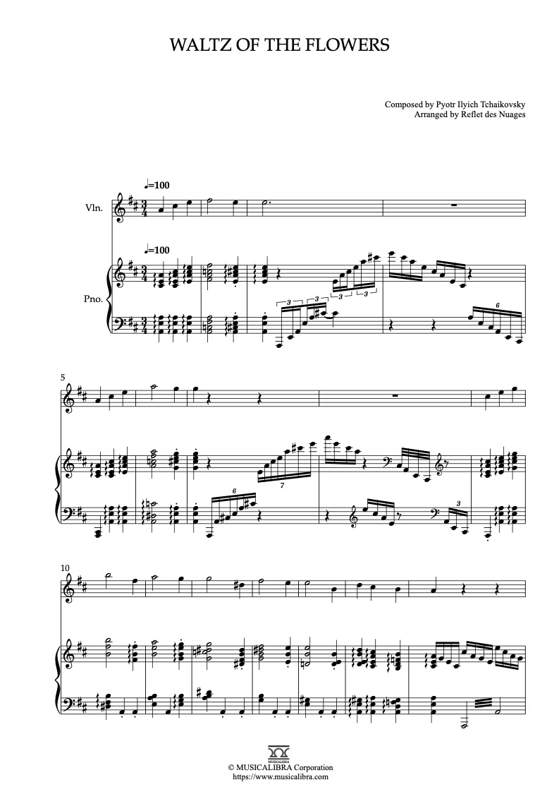 DUET SHEET MUSIC] Waltz of the Flowers - Violin and Piano Chamber