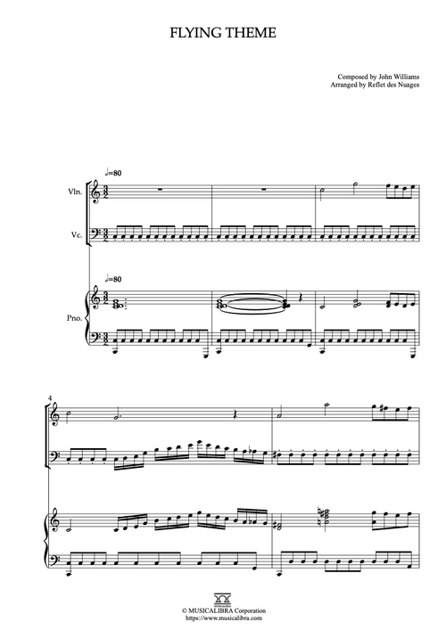 TRIO 楽譜] E.T. Flying Theme - ヴァイオリン、チェロ、ピアノトリオ 室内楽 アンサンブル : Musicalibra  Japan