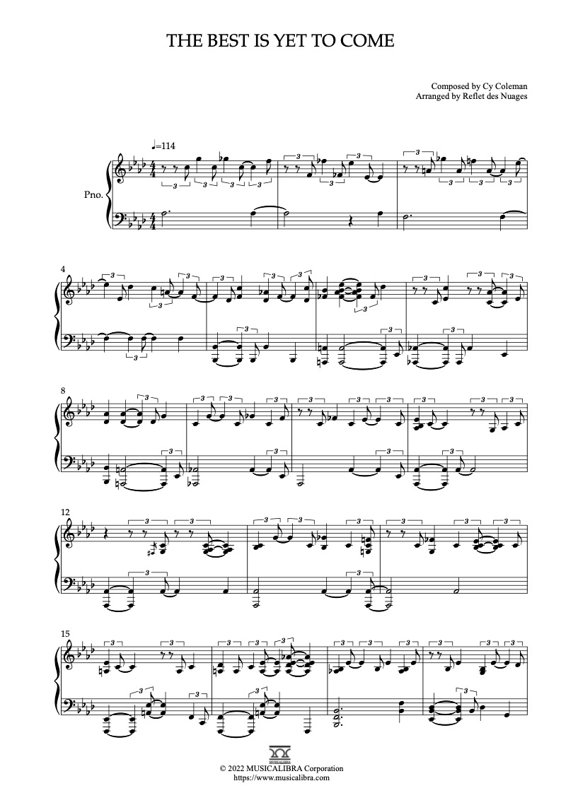 PIANO SOLO 楽譜] The Best Is Yet to Come ピアノ 編曲 楽譜
