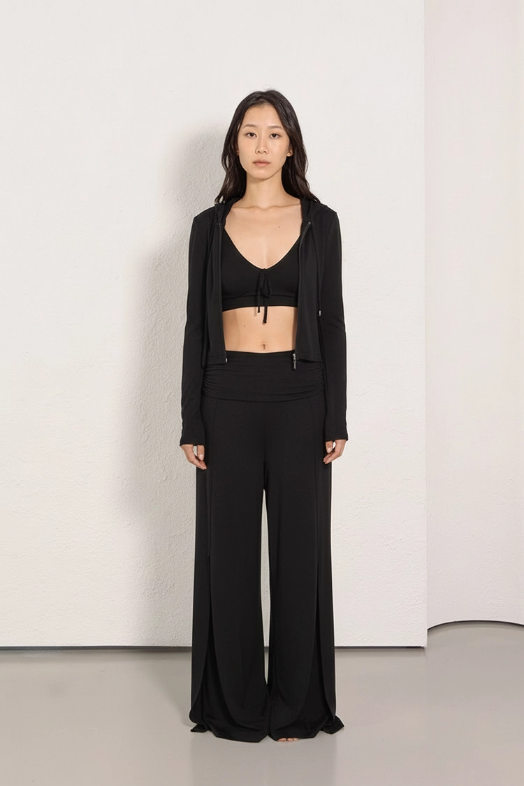 Brushed Side-Slit Pants (Black)
