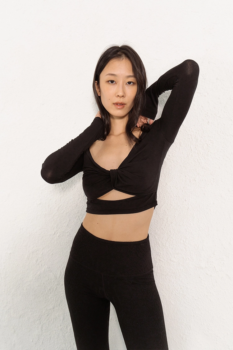 Front-Knot Cut-Out Crop Top