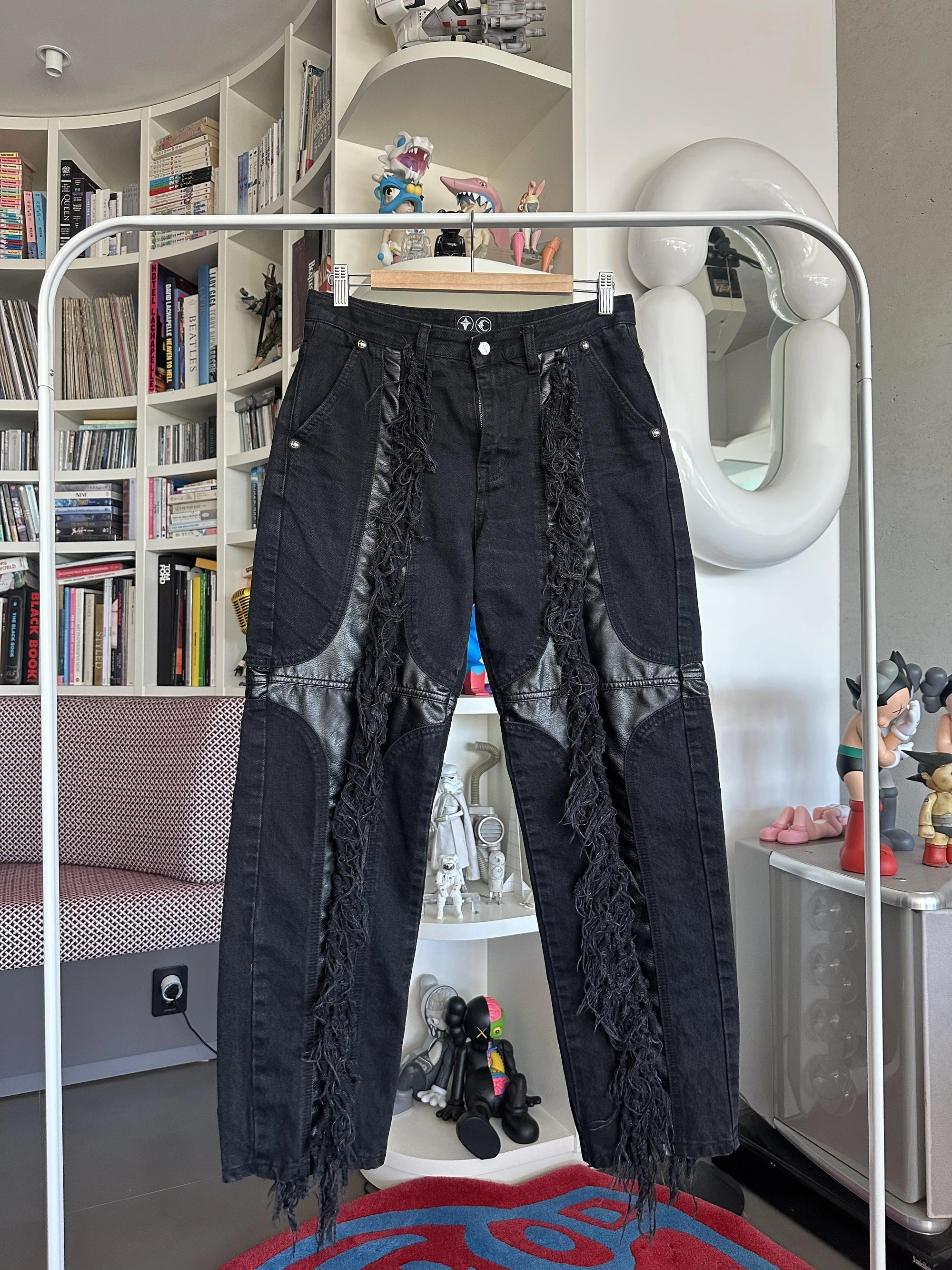 THUG CLUB Mohican Leather Denim Pants : DREAM FACTORY