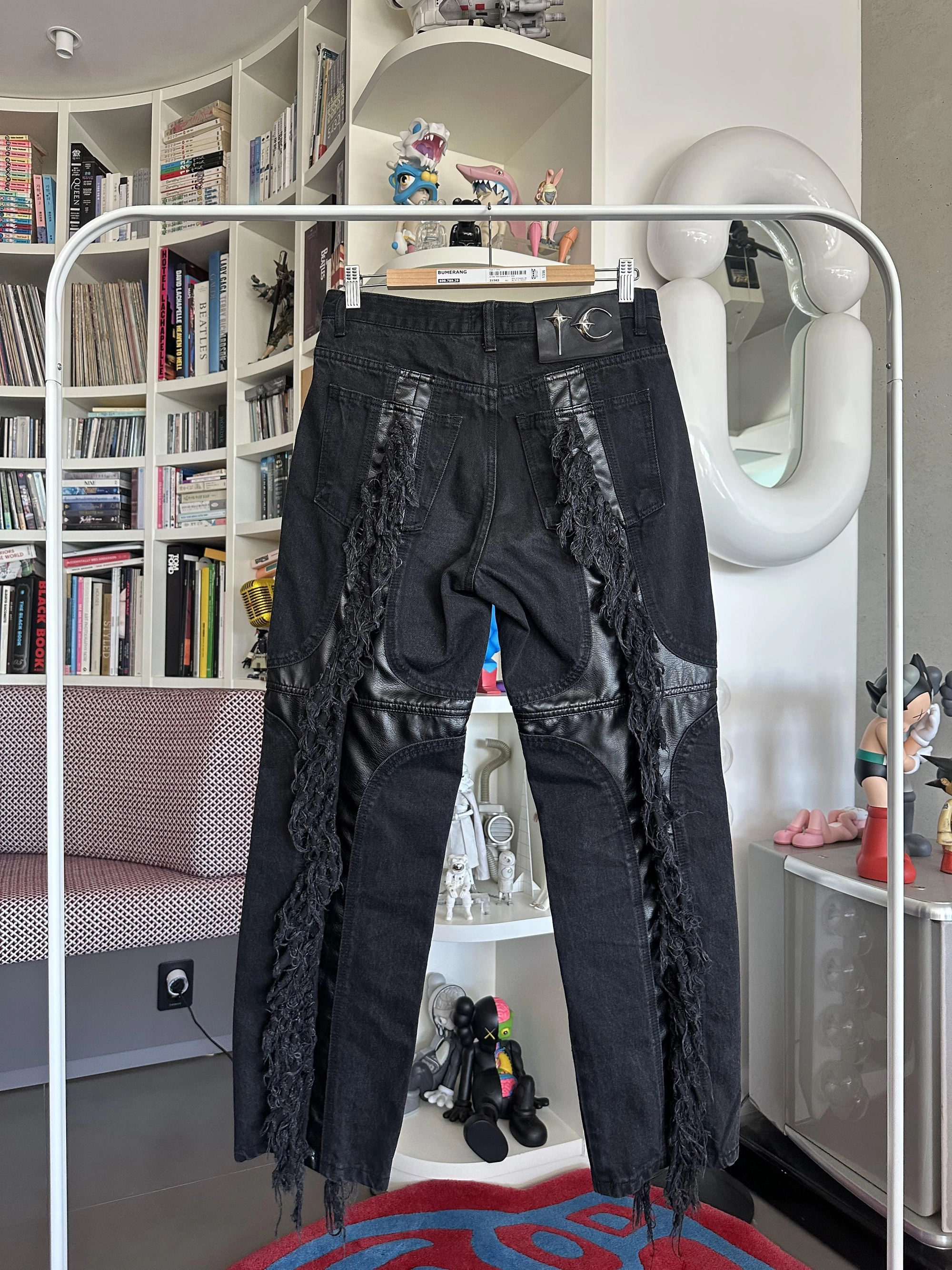 THUG CLUB Mohican Leather Denim Pants : DREAM FACTORY