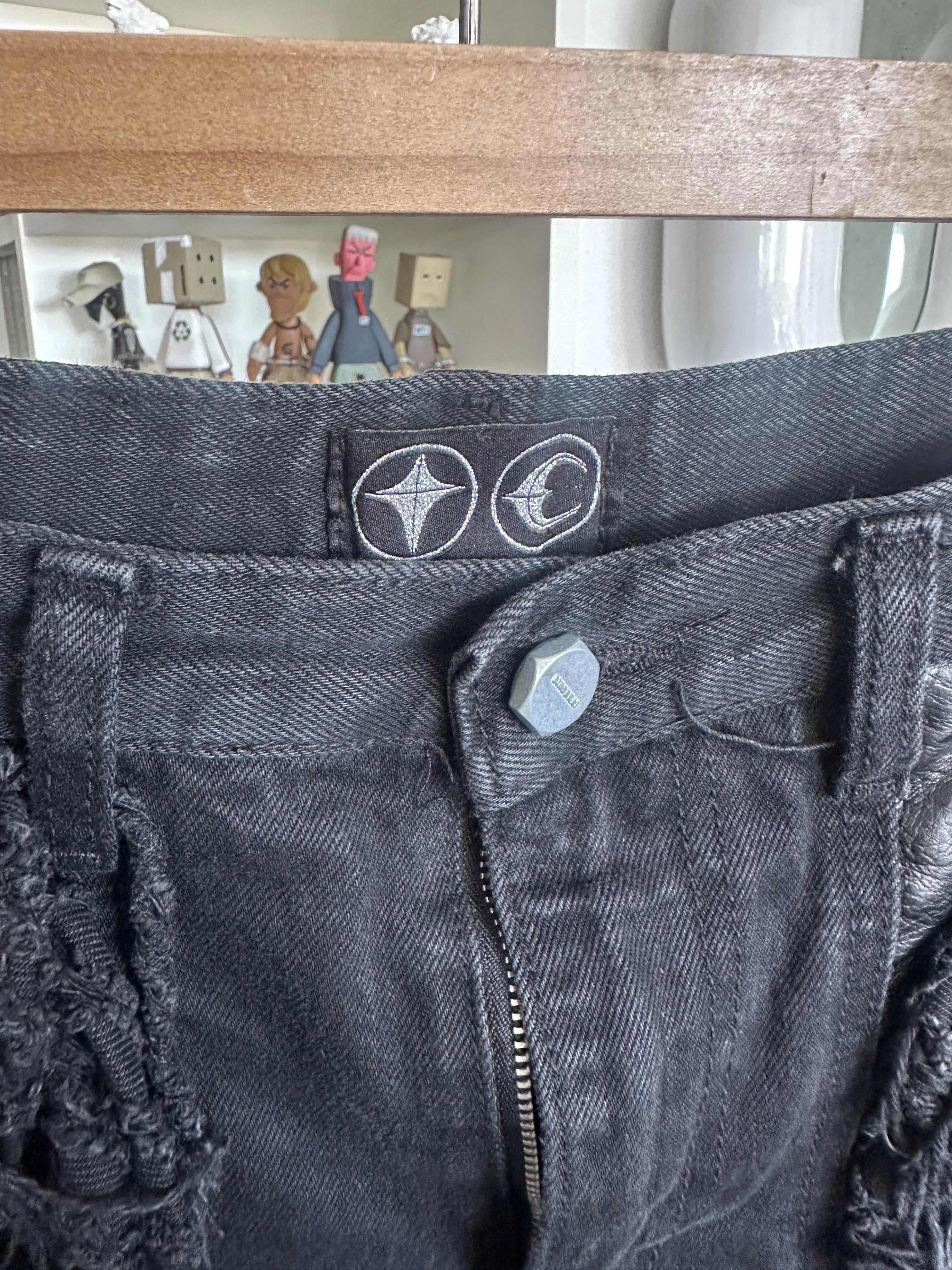 THUG CLUB Mohican Leather Denim Pants THUG CLUB Mohican Leather