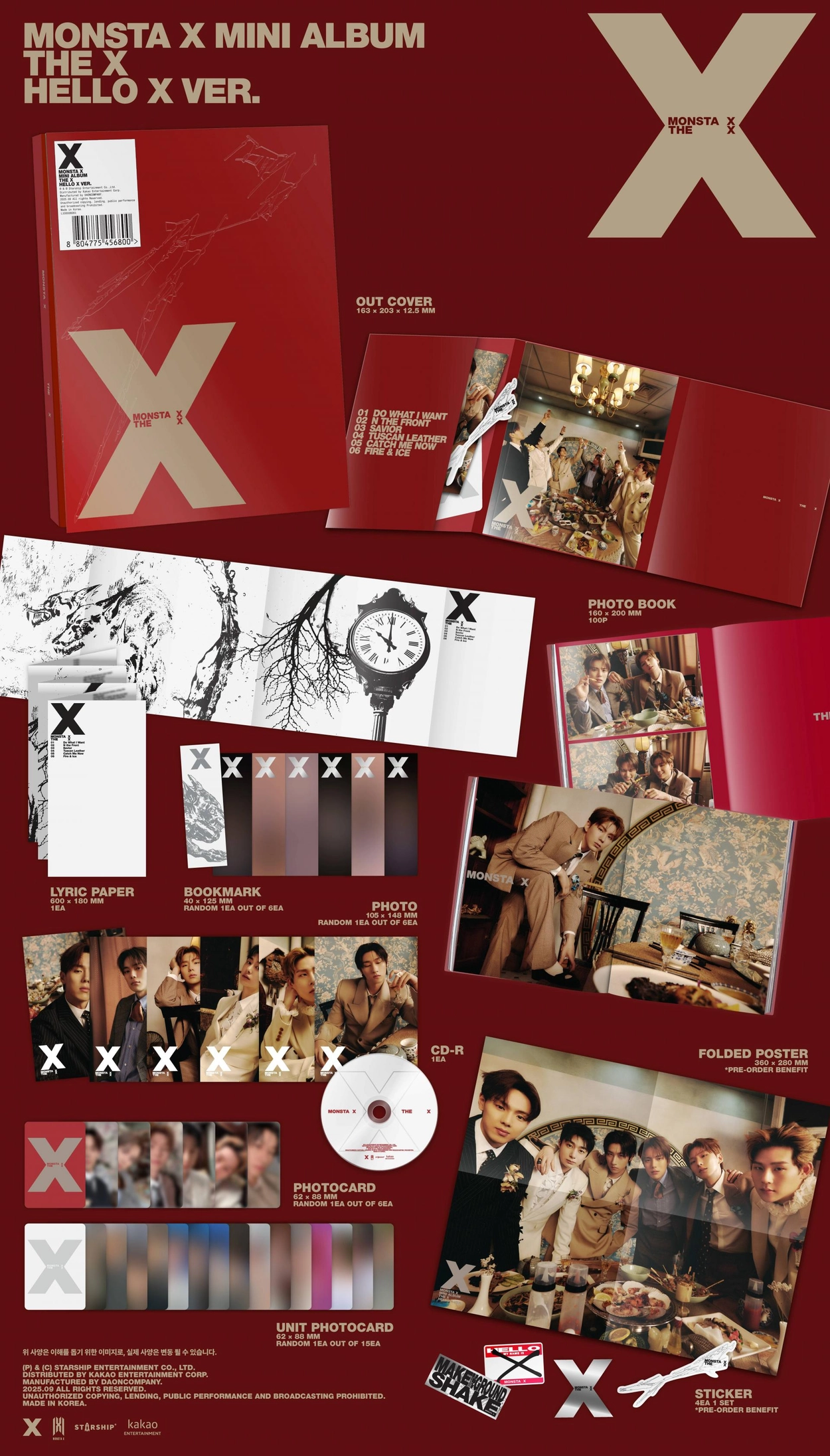 SET] MONSTA X (몬스타엑스) - MINI ALBUM : THE X : Music&Drama