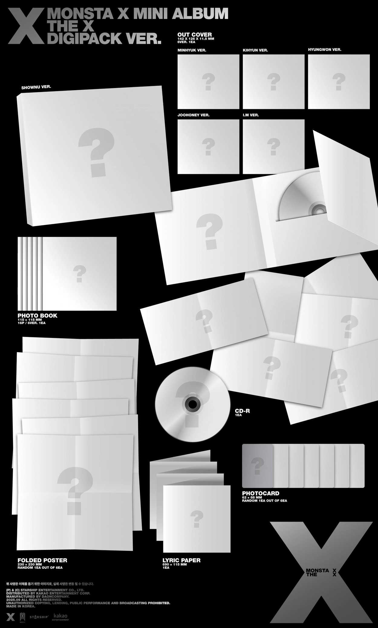 SET] MONSTA X (몬스타엑스) - MINI ALBUM 【THE X】 (DIGIPACK