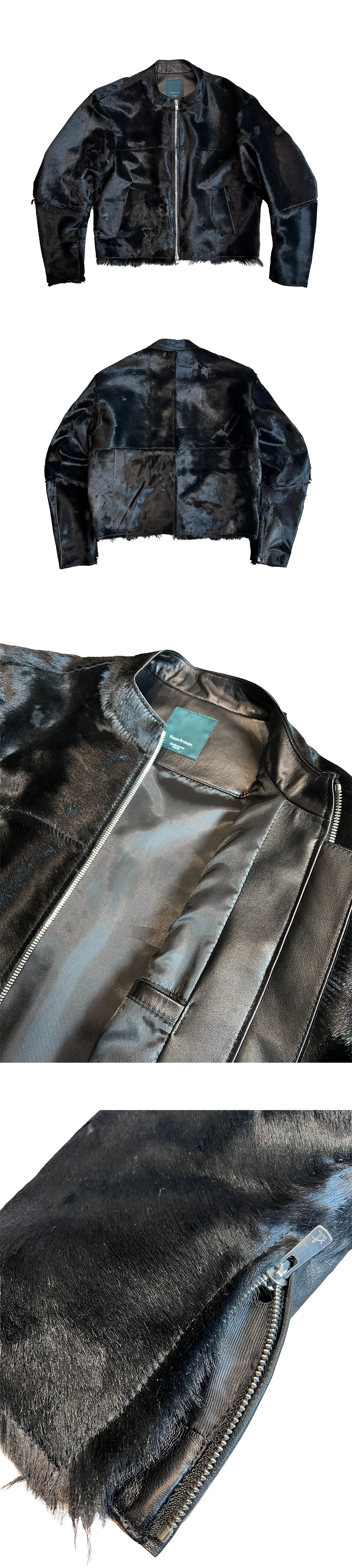 ★人気【Undermycar】INDIAN GOAT HAIR BLOCKED RIDER JACKE.T★ 25SS INDIAN GOAT HAIR BLOCKED RIDER JACKET - GOAT BLACK