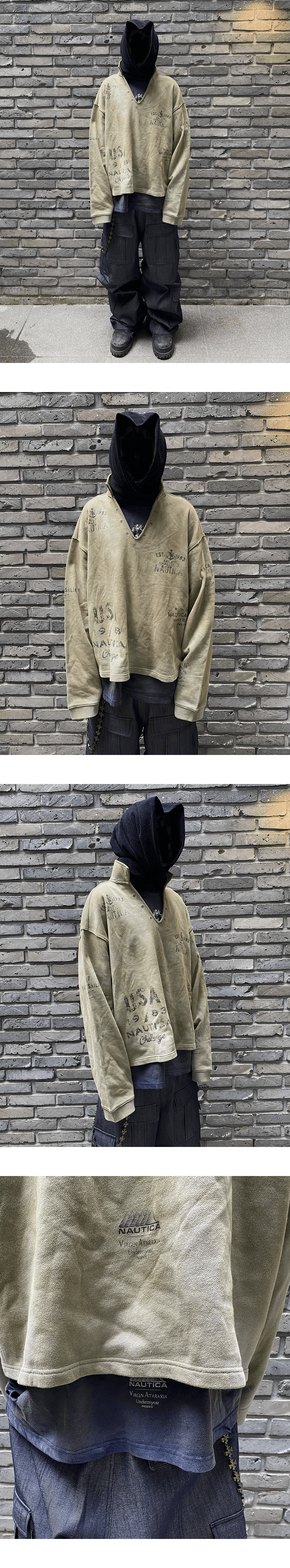 【NAUTICA×UNDERMYCAR】25ss DAMAGED OPEN COLLAR PULLOVER NTC X UMC DAMAGED OPEN COLLAR PULLOVER : Undermycar